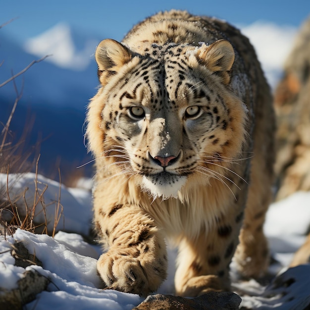 Nieuchwytny Snow Leopard w Górzystym Terenie
