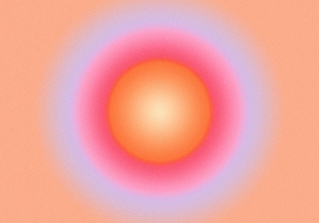 Niewyraźne okrągłe tło gradientowe z teksturą ziarna Różowe i pomarańczowe kolory