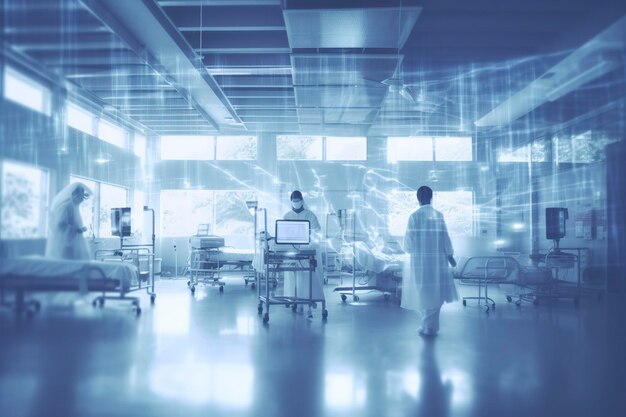 Niewyraźne szpitalne pogotowie abstrakcyjne tło medyczne AI generatywne