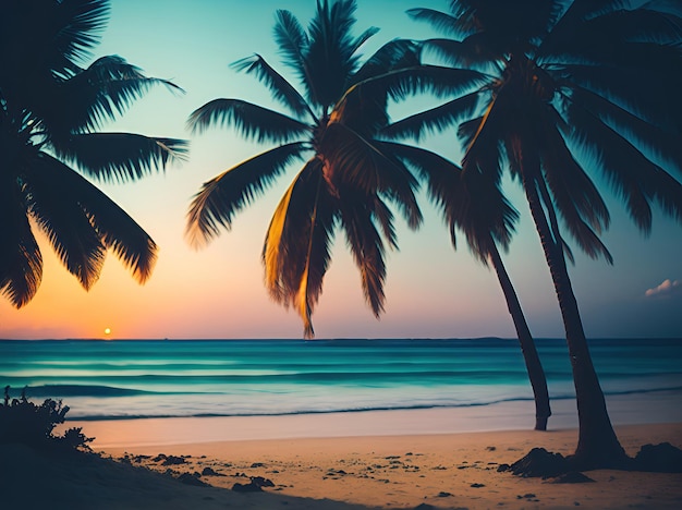 Zdjęcie niewyraźne tło tropikalnej plaży letnie wakacje ai generatywne