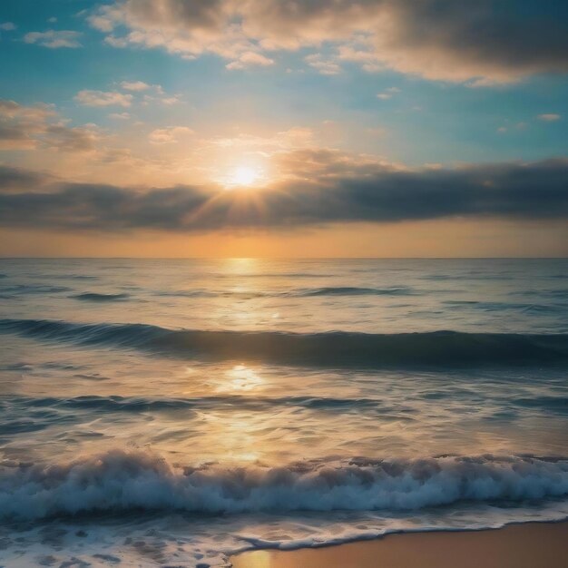 Niewyraźnie niebieskie niebo i morze są wykorzystywane jako niewyraźne tło koncepcji oceanu