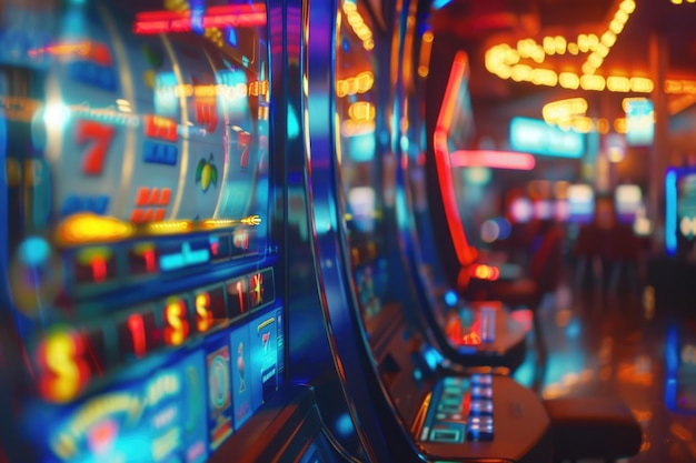 Niewyraźny obraz automatów do gry w kasynie