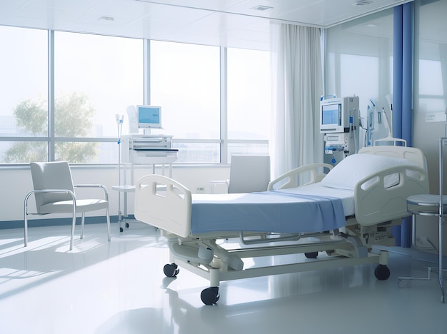 niewyraźny obraz nowoczesnego pokoju szpitalnego