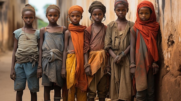 Zdjęcie niezidentyfikowane dziewczęta masajów w wiosce masajów w afryce