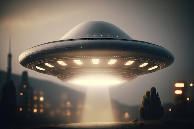 Zdjęcie niezidentyfikowany obiekt latający ufo wygenerowany przez sztuczną inteligencję