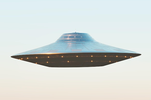 Nieznany latający obiekt UFO Scifi obraz latającego statku kosmicznego 3d rendering