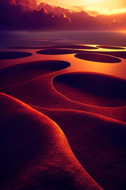 Niezwykłe pustynne wydmy pod kontrastującym nasyconym niebem