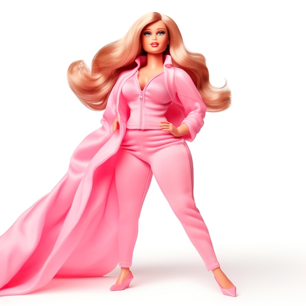 Niezwykle realistyczna blond lalka Barbie 3D w różowych strojach