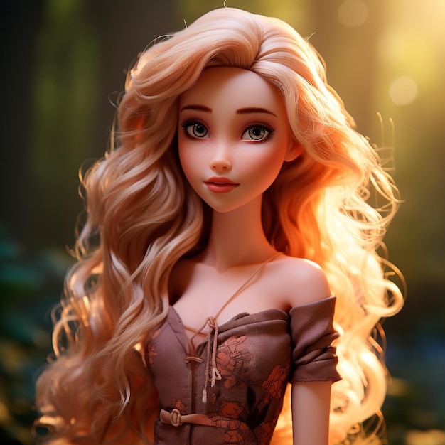 Niezwykle realistyczna blond lalka Barbie 3D w różowych strojach