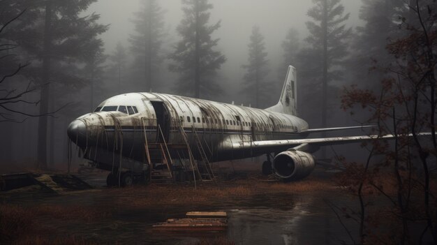 Niezwykle realistyczny Forestpunk Cabincore Hyperrealistyczny 32k Uhd Plane w chromowanym stylu