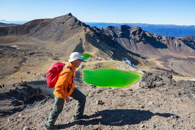 Niezwykłe Wulkaniczne Krajobrazy Na Torze Tongariro Crossing, Park Narodowy Tongariro, Nowa Zelandia. Koncepcja Wanderlust