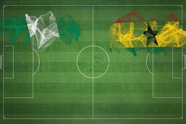 Nigeria vs Ghana Mecz piłki nożnej kolory narodowe flagi narodowe boisko do piłki nożnej gra w piłkę nożną Koncepcja konkurencji Skopiuj miejsce