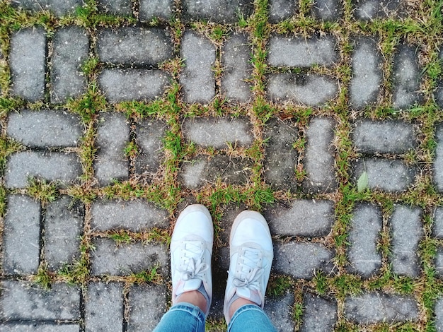 Niska Część Osoby Stojącej Na Chodniku