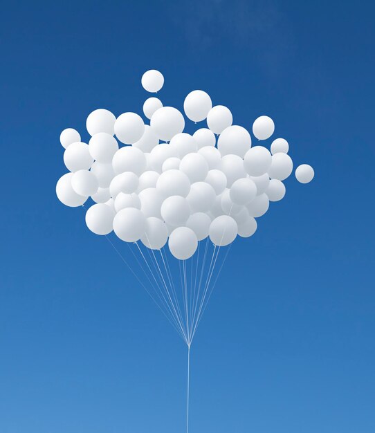 Zdjęcie niski kąt widoku balonów na tle niebieskiego nieba