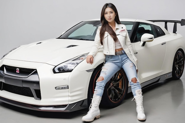 Nissan GTR z gorącą kobietą