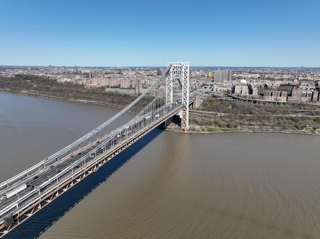 NJ George Washington Bridge to most wiszący nad rzeką Hudson, łączący NJ z Nowym Jorkiem