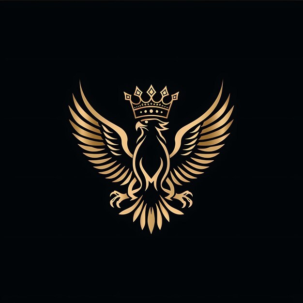 Noble Eagle Clan Icon Logo z skrzydłami orła i średniowiecznym Cro Creative Logo Design Tattoo Outline