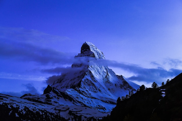 Noc głąbik Matterhorn góry Szwajcaria Alps