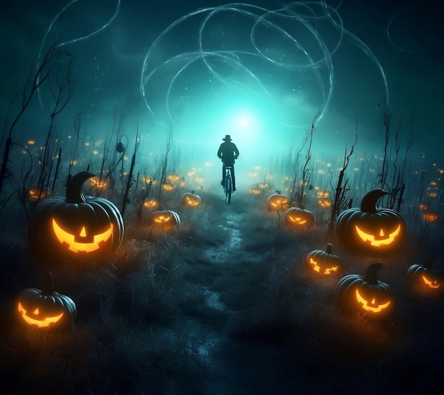 Noc widziana w tle postu na Halloween