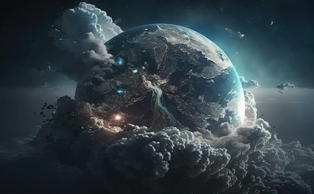 Nocna planeta Ziemia koncepcja dnia ziemi Koncepcja ekologii i środowiska