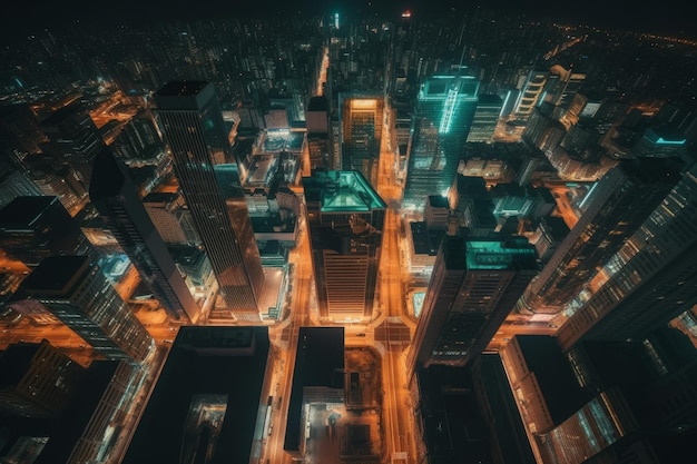 Nocne budynki miejskie Generują Ai