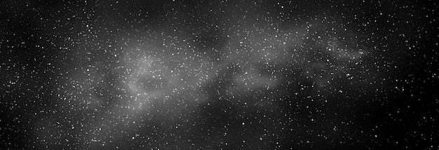 Nocne czarne gwiaździste niebo i jasna galaktyka, poziomy baner tła. 3d ilustracja drogi mlecznej i wszechświata