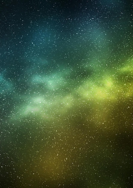Nocne niebo gwiaździste i jasnożółto-zielona galaktyka, pionowe tło. 3d ilustracja drogi mlecznej i wszechświata