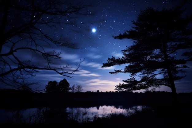 Nocne niebo oświetlone księżycem