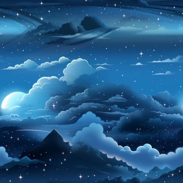 nocne niebo z chmurami i gwiazdami