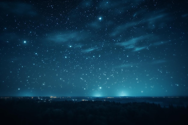 Nocne niebo z gwiazdami i błękitne niebo z napisem noc