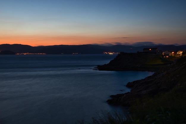 Nocne zdjęcie ujścia Noia Porto do Son Galicia