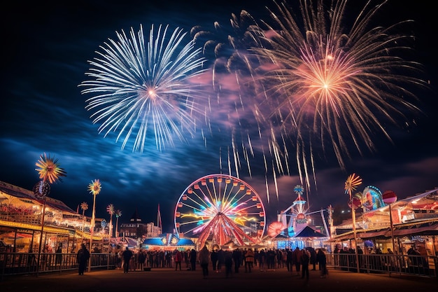 Nocny spektakl fajerwerków Oktoberfest