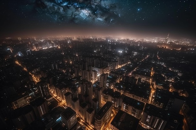 Nocny widok na miasto Wuhan