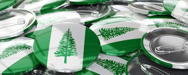 Norfolk Island okrągłe odznaki z flagą kraju głosowanie koncepcja wyborów ilustracja 3D