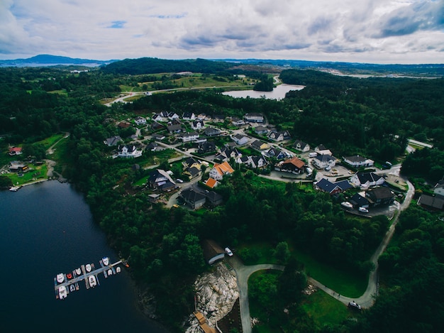 Norwegia, widok na miasto z powietrza