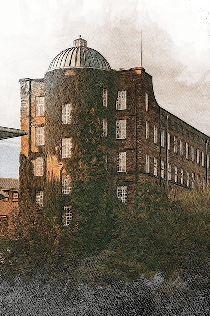 Zdjęcie norwich, wielka brytania krajobraz ołówkiem kolorowym