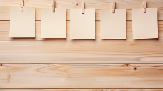 Zdjęcie notatki klejące na drewnianym tle widok z góry z przestrzenią do kopiowania