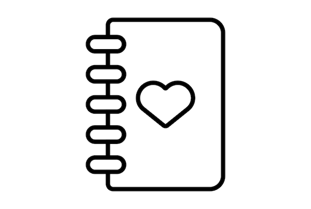 Notatnik linia ikona Walentynki znak płaski minimalistyczny symbol sztuki