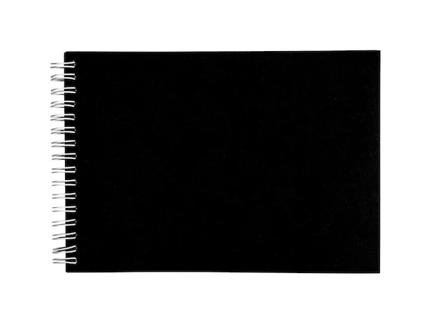 Notatnik notatnik czarny papier rysunek szkicownik na białym tle Notatnik szkicownik