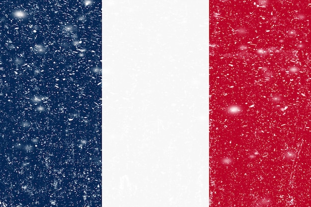 Nowa koncepcja Flaga Francji Biała niechlujna ściana stiuk tekstury tła Farba flagi Francji Historia flagi Francji Nowa flaga Francji