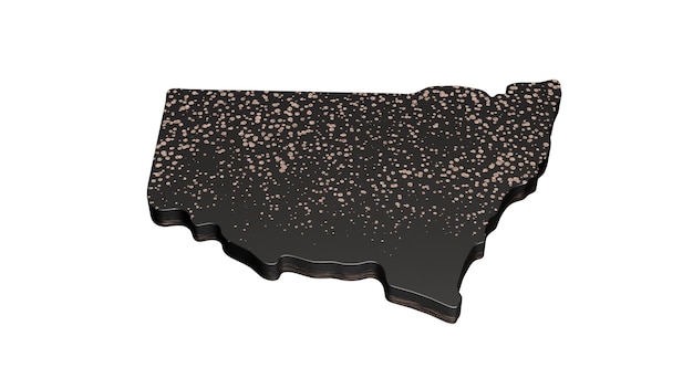 Nowa Południowa Walia metaliczna ekskluzywna czarna mapa wyizolowana na białej ilustracji 3d