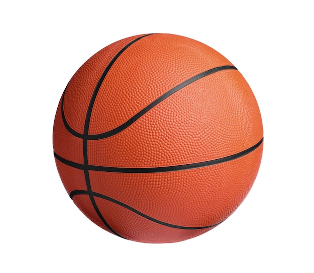 Nowa pomarańczowa piłka do koszykówki na białym tle
