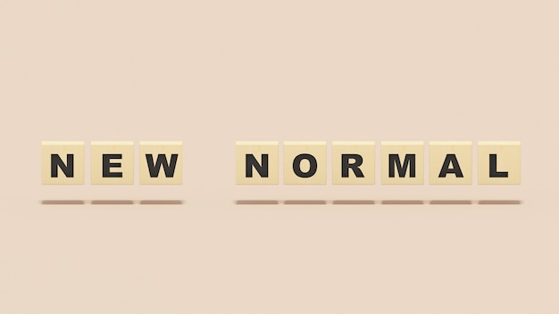 Zdjęcie nowe normalne słowo na drewnie z brązowym tłem