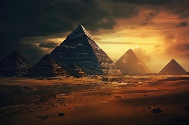 Nowe piramidy Nilu w splendorze wschodu słońca