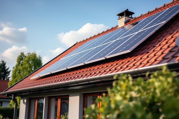 Nowo zbudowany dom zasilany energią słoneczną generujący sztuczną inteligencję