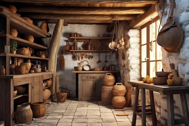 Nowoczesna aranżacja wnętrz kuchni w mieszkaniu lub domu z meblami Luksusowa kuchnia skandynawska