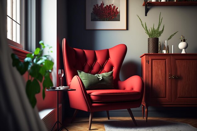 Nowoczesna aranżacja wnętrz Meble w stylu skandynawskim czerwona sofa