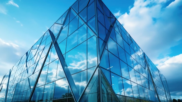 Nowoczesna architektura szklana budynków handlowych pod chmurowym niebem