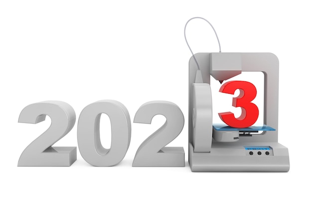 Nowoczesna domowa drukarka 3d drukuj Nowy znak roku 2023 Renderowanie 3d