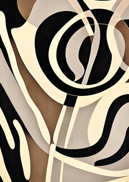 Nowoczesna geometryczna kompozycja abstrakcyjna w kolorach beżowym i czarnym